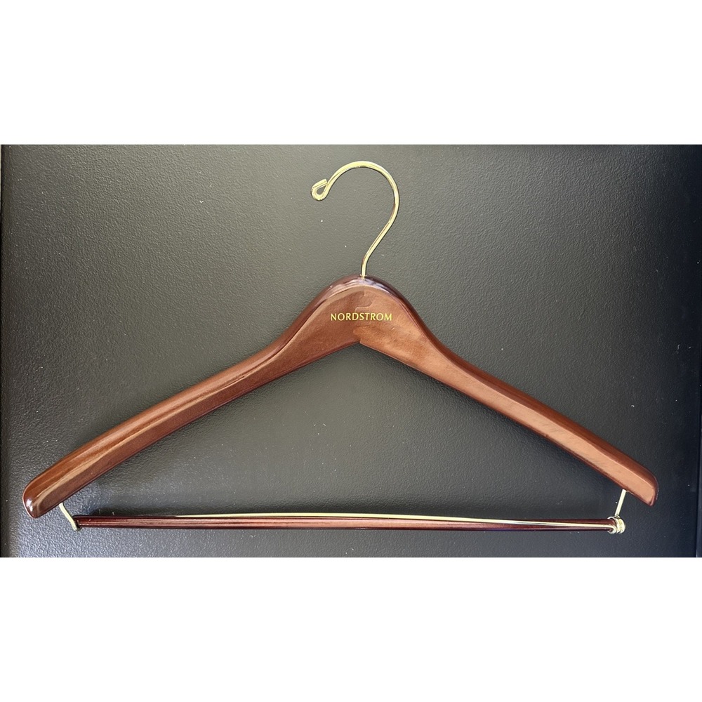 Nordstrom Dark Wooden Hanger Suit Pants Jacket Thick Made by Beverly Hangers
